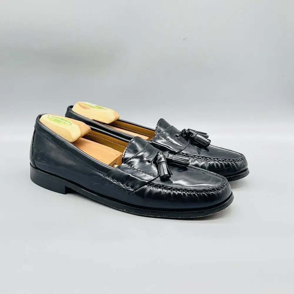 Cole Haan Shoes Mens 10 Black Leather Tassel Loafers Slip On Dress Round Toe